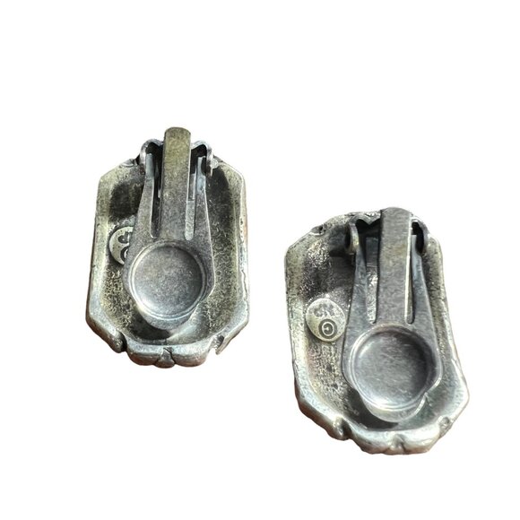 Napier Womens Vintage Clip On Earrings Silver Tone Beaded‎ Textured Bold 80s - Picture 5 of 6